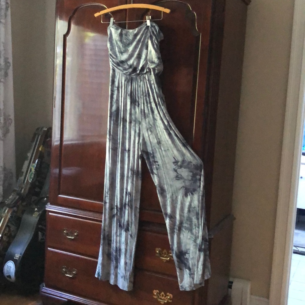 Blue grey Tye dye strapless jumper